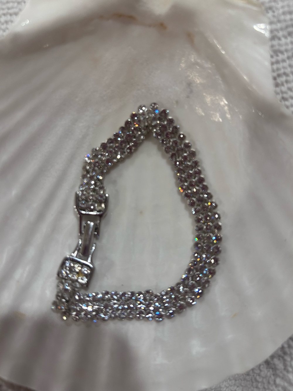 Swarovski Sparkling Silver Crystal Tennis Bracelet - Multi Row